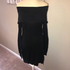 off the shoulder black dress